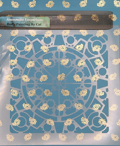 Steampunk mechanical moroccan tile Stencil cog clock