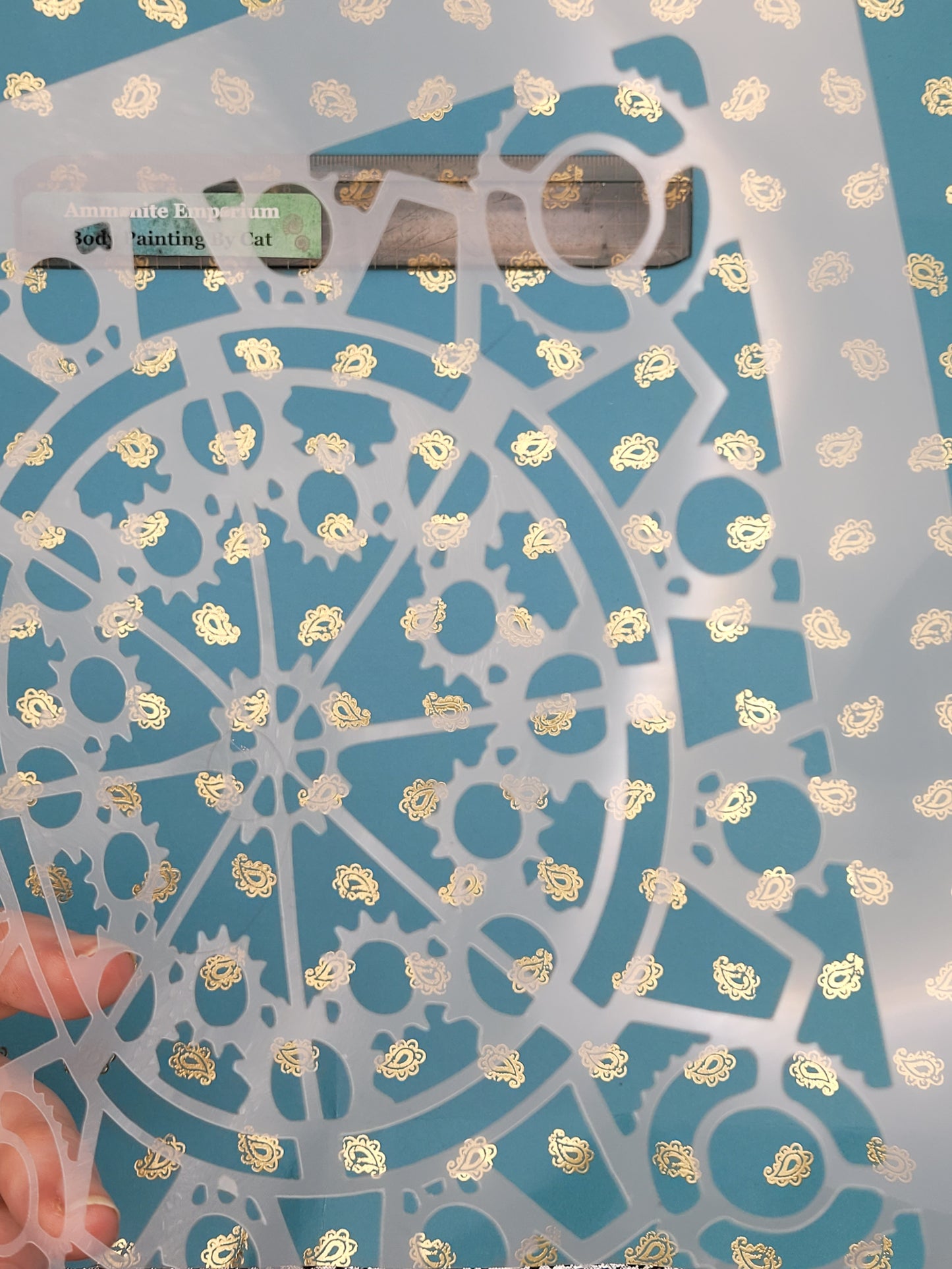 Steampunk mechanical moroccan tile Stencil cog clock