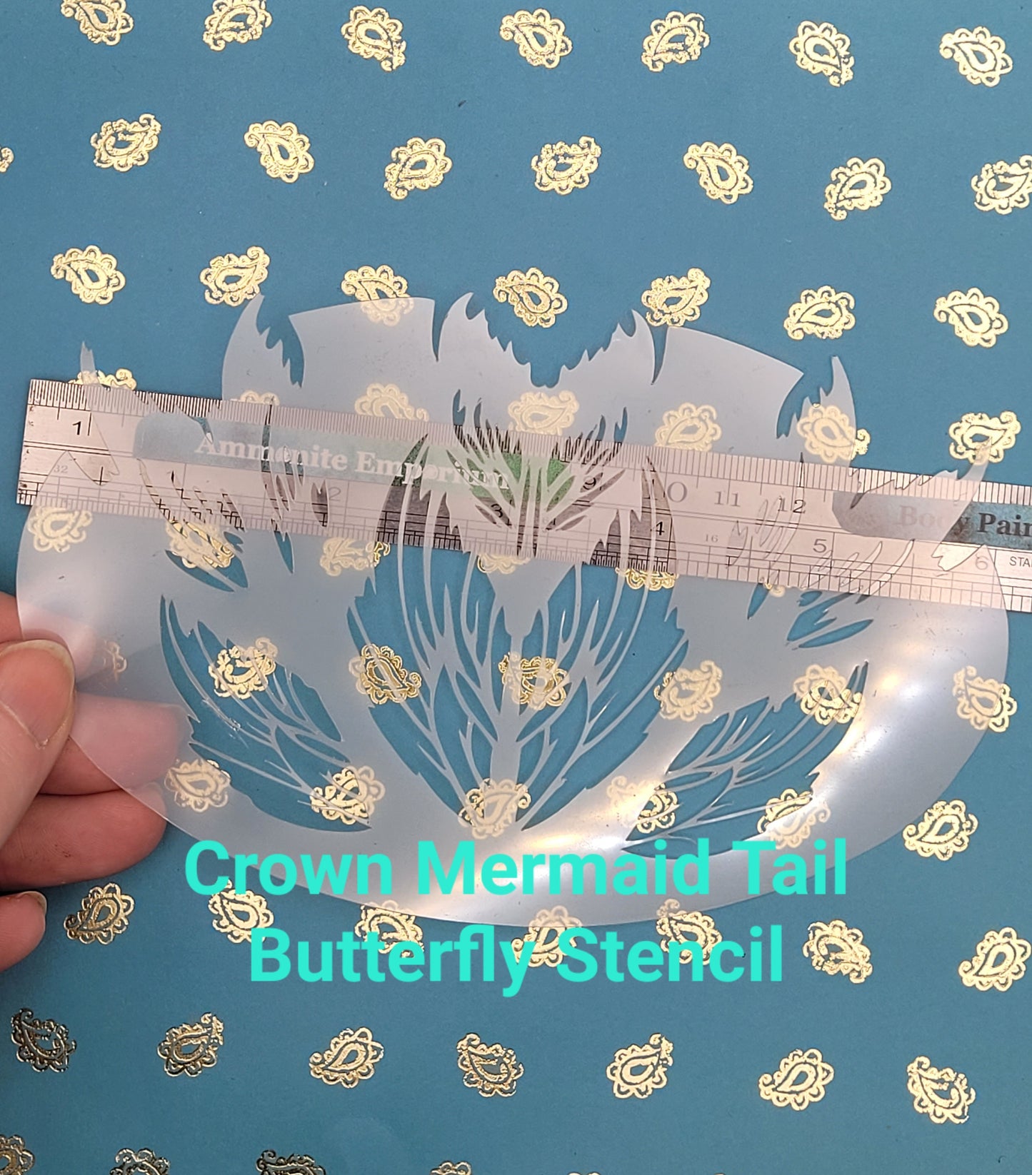 Mermaid FIN CROWN leaf wing costume fancy dress halloween stencil facepaint