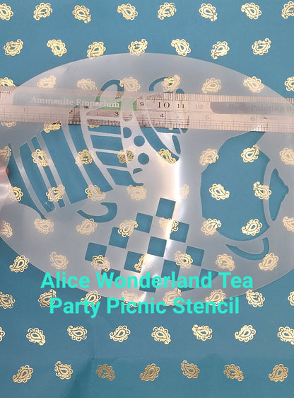 Alice in Wonderland teacup teapot checked tablecloth Stencil face paint bodyart cakecraft