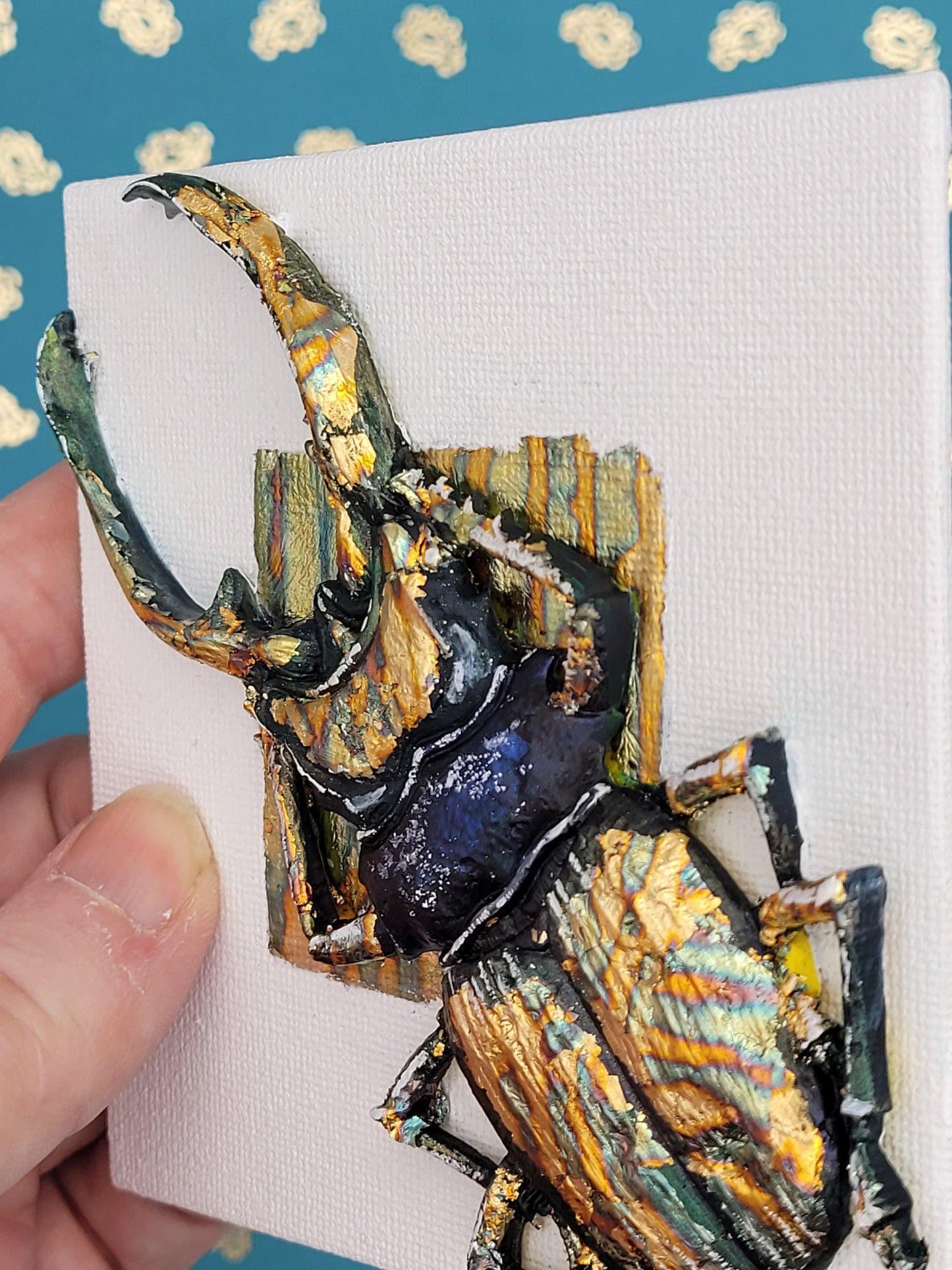 Iridescent Insects (Metallic Gold Foil 3d Art) Decor Art