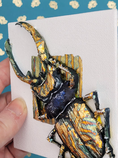 Iridescent Insects (Metallic Gold Foil 3d Art) Decor Art