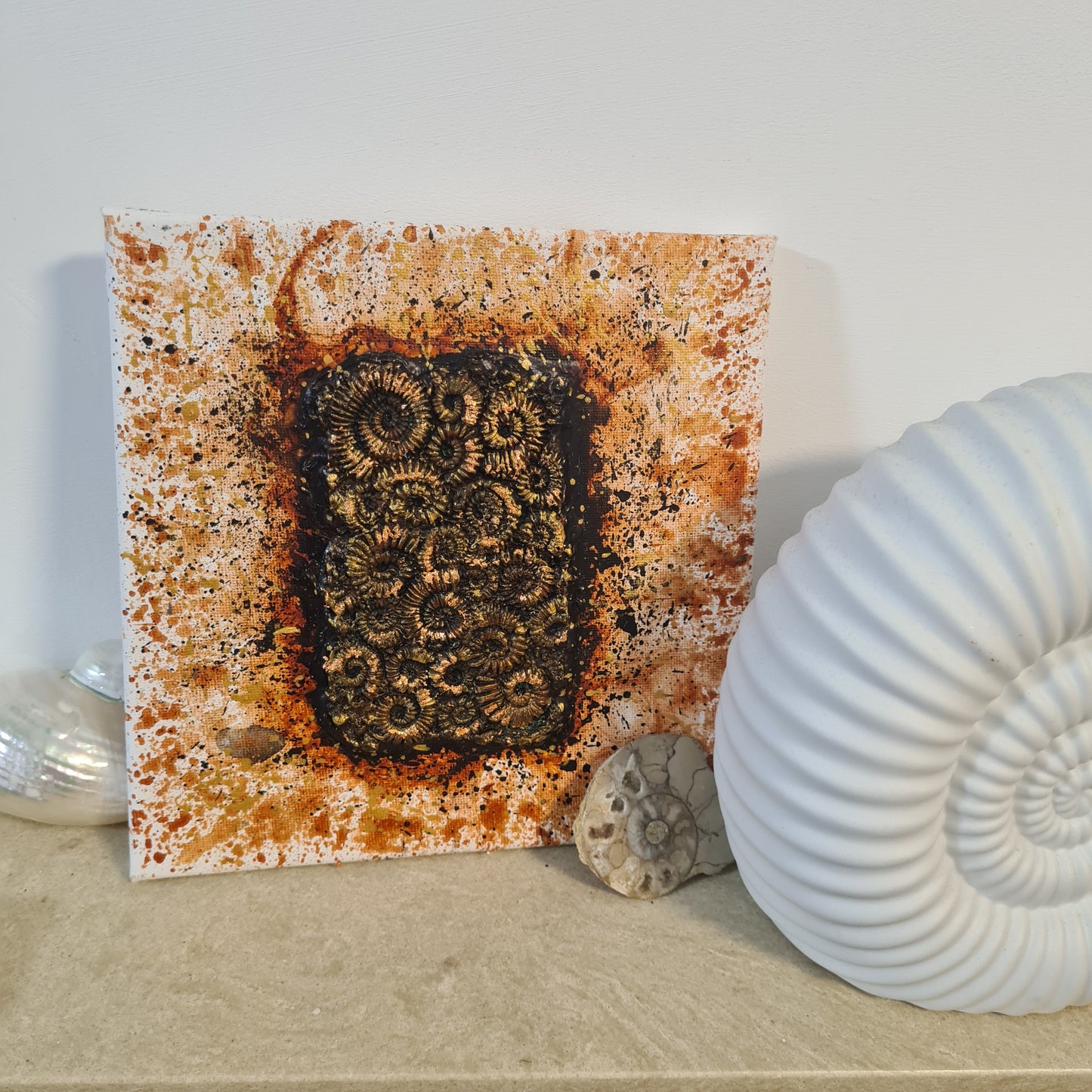 Rectangular Ammonite Assemblages (Metallic Foil 3d Art) Decor Art