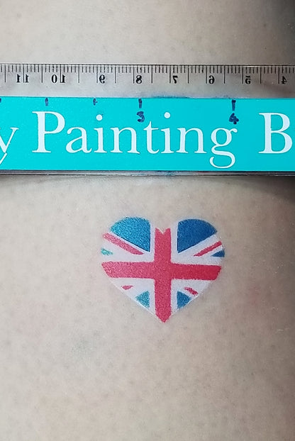 HEART GB FLAG Union Jack stencil facepaint bodyart decor airbrush