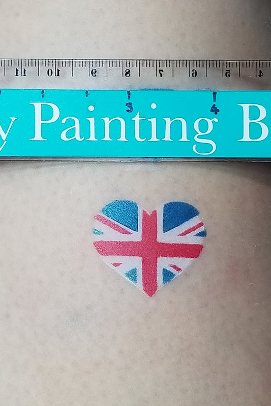 HEART GB FLAG Union Jack stencil facepaint bodyart decor airbrush