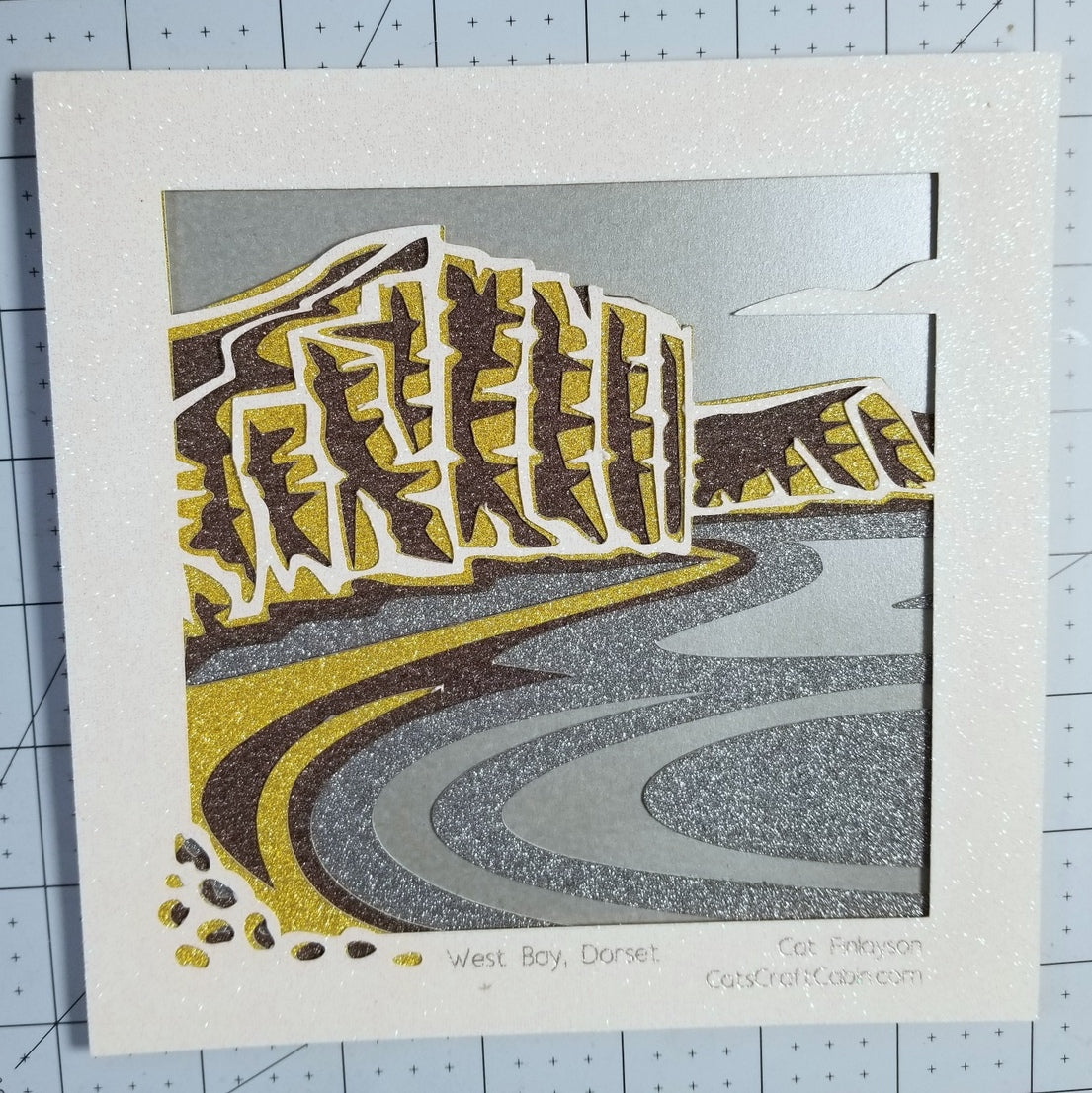 BRIDPORT GOLDEN CAP WEST BAY cliffs Papercut Multi Layer Landscape Art Dorset Landmark