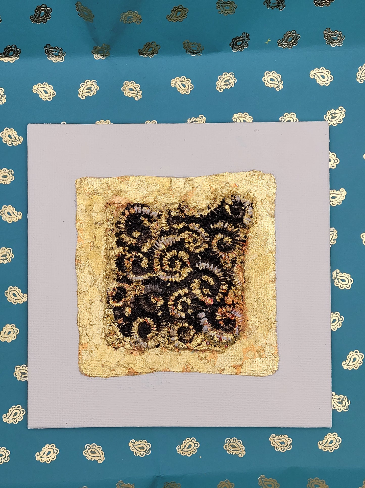 Square Ammonite Assemblages (Metallic Foil 3d Art) Decor Art