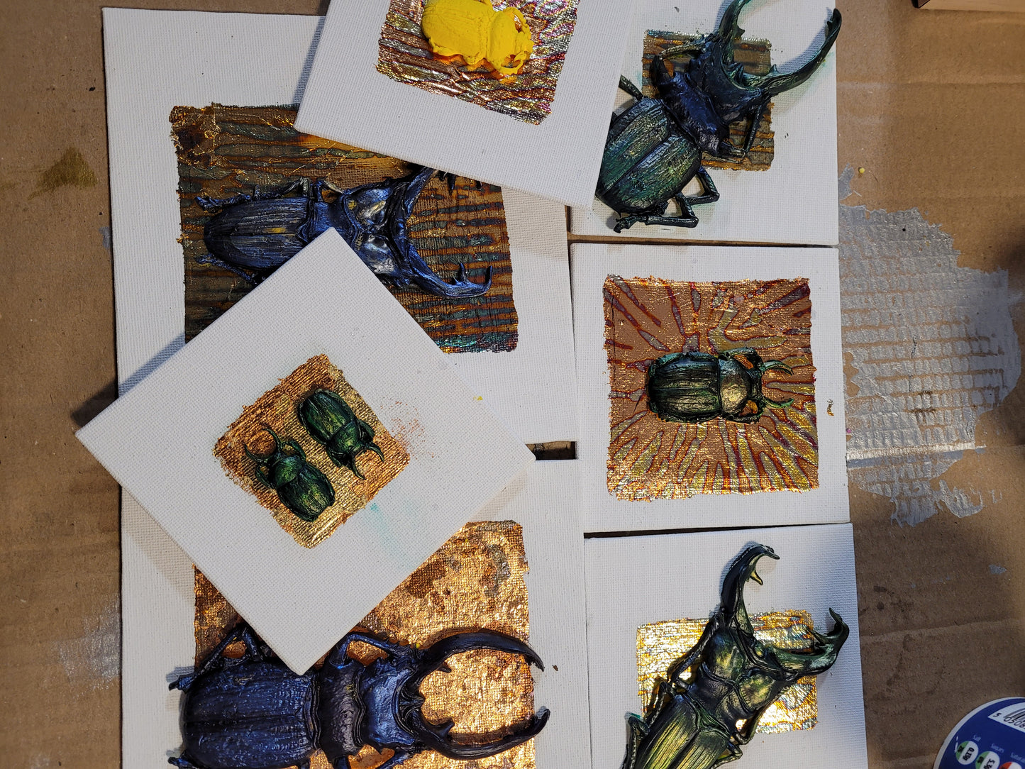 Iridescent Insects (Metallic Gold Foil 3d Art) Decor Art