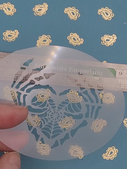 Skeleton Hand Heart WEB halloween creepy reusable stencil facepaint bodyart cakecraft