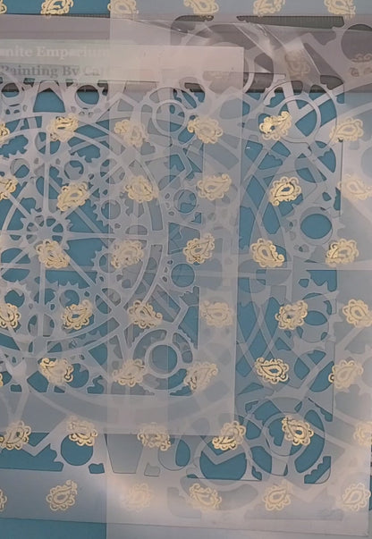 Steampunk mechanical moroccan tile Stencil cog clock