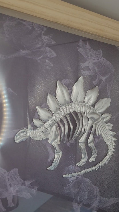 Silvery Stegosaur Skeleton (Aluminium Fossil Art)