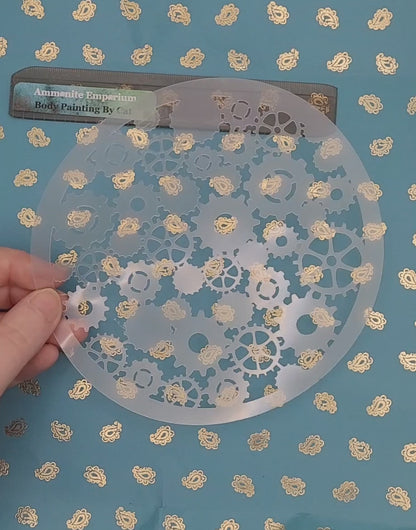 Clockwork Confetti Steampunk Stencil cog airbrush facepaint