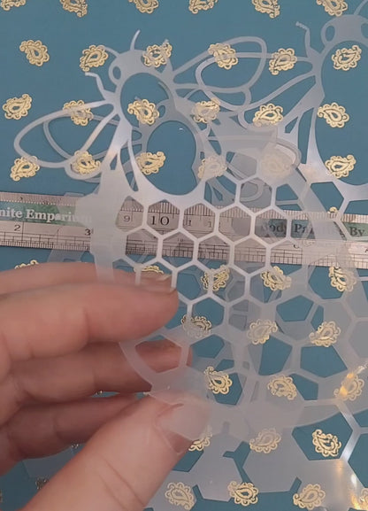 Bee on honeycomb hexagonal Stencil facepaint bodyart cakecraft