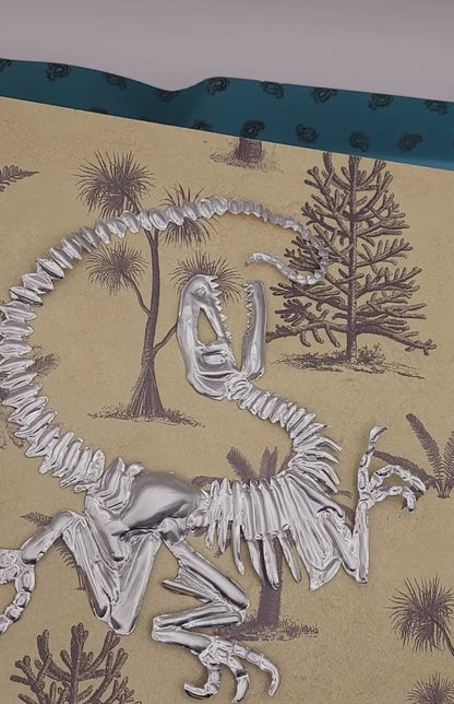 Metal Raptor Dinosaur Skeleton Art (Aluminium Fossil Art)