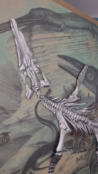 Silvery Sea Rex Pliosaur (Aluminium Marine Reptile Fossil Art)