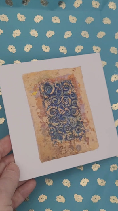 Ammonite Assemblage Copper Blue Greetings Card