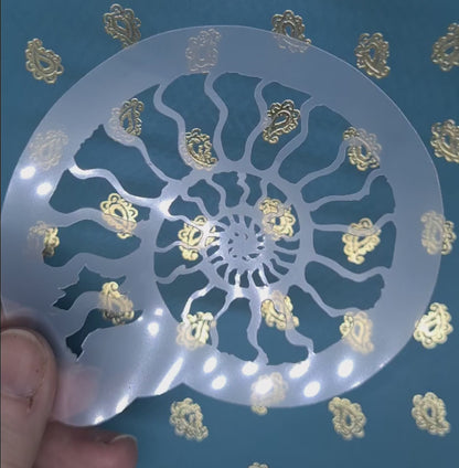 Chunky Chamber Fossil Ammonite spiral jurassic Stencil bodyart airbrush cakecraft